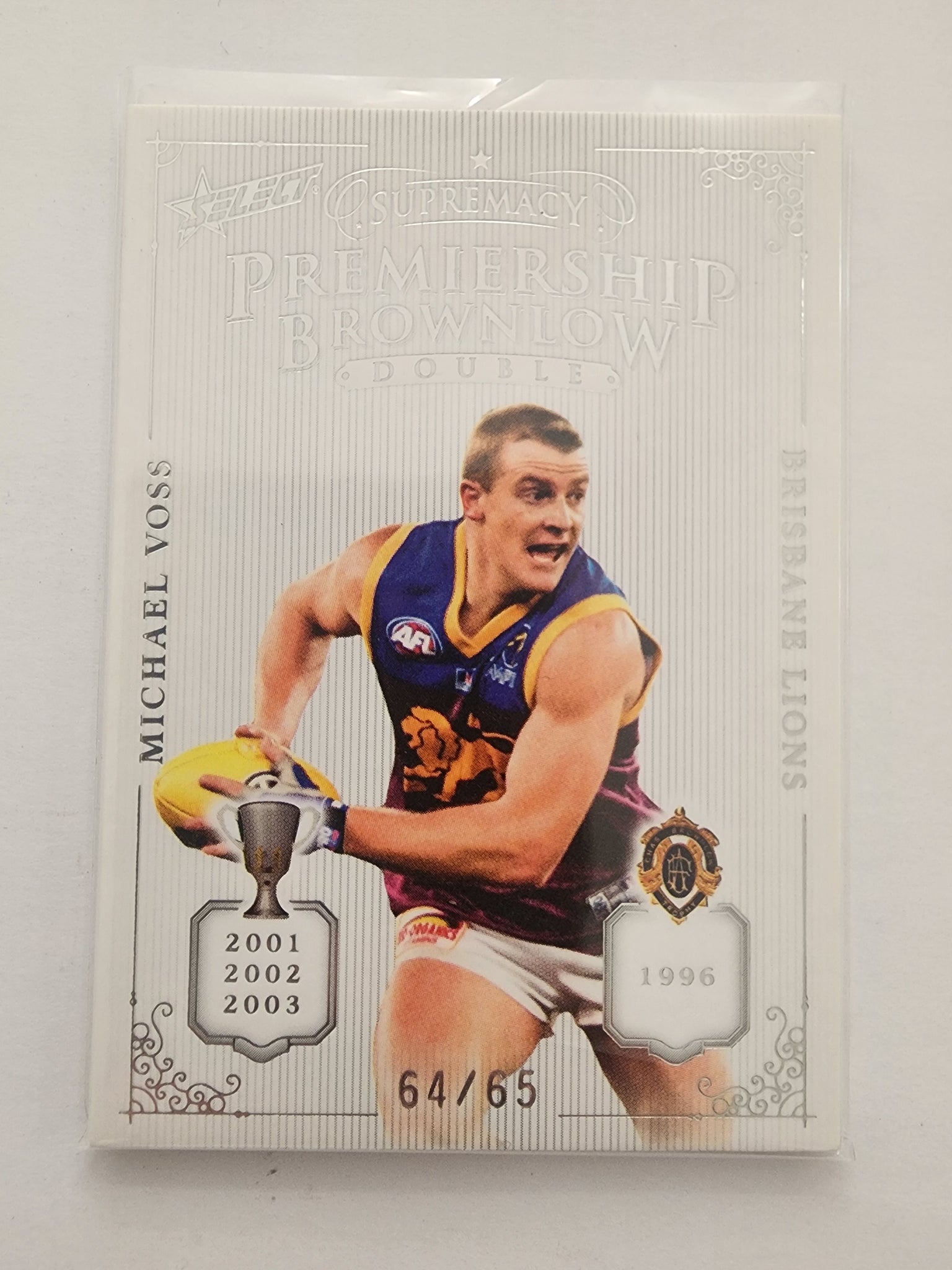 2019 AFL Select Supremacy Premiership Brownlow Double Michael Voss Brisbane Lions 64/65