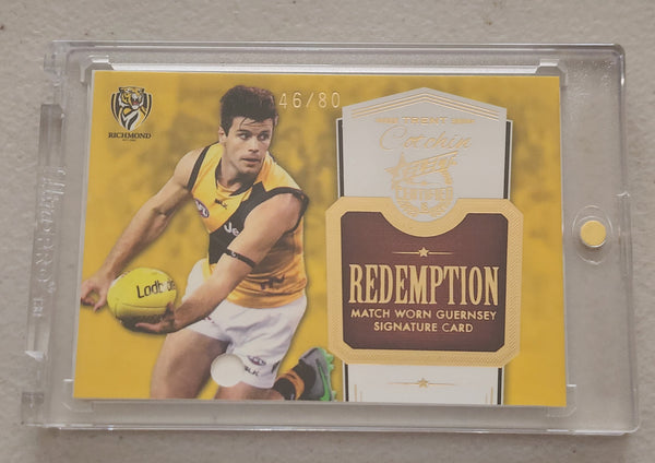 2016 AFL Certfied Trent Cotchin Redemption Match Worn Guersey Signature Card Richmond 46/80