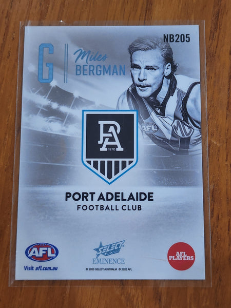 2025 AFL Select Eminence Platinum Nameplate Miles Bergman G Port Adelaide  LOW 1/40 NB205