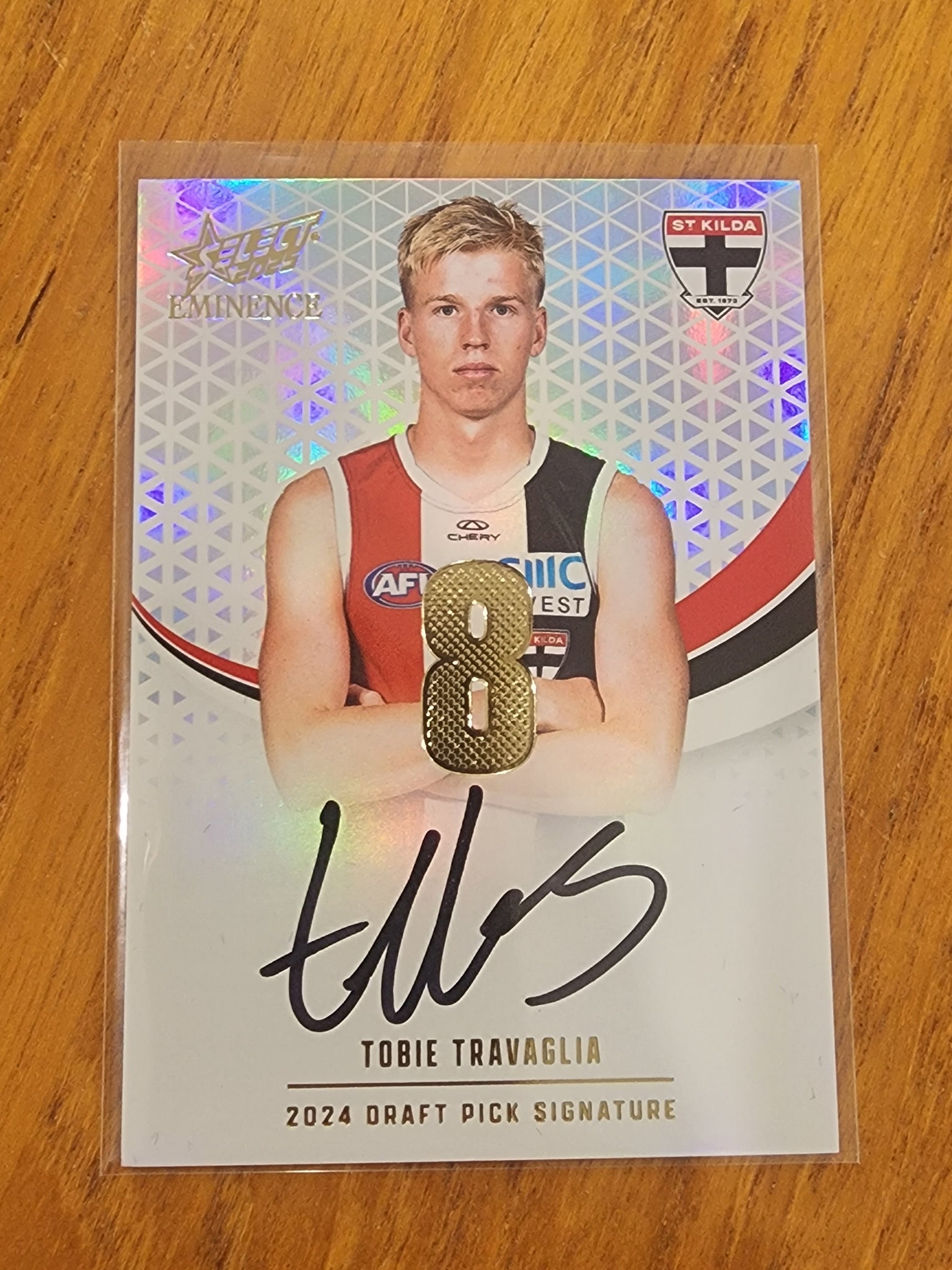 2025 AFL Select Eminence 2024 Draft Pick Signature Tobie Travaglia St Kilda DPSG8 48/90