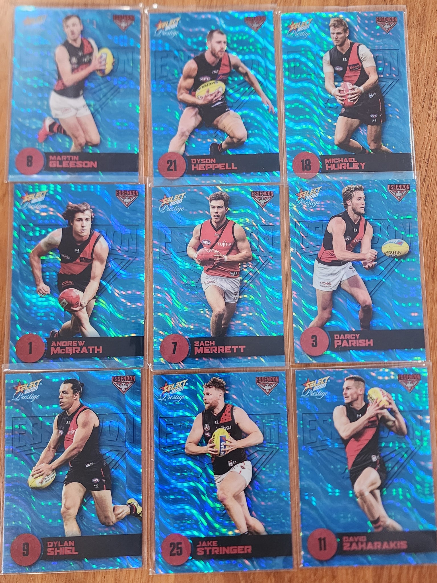 2021 AFL SELECT PRESTIGE BLUE PARALLEL ESSENDON BOMBERS FULL SET 38 - 46