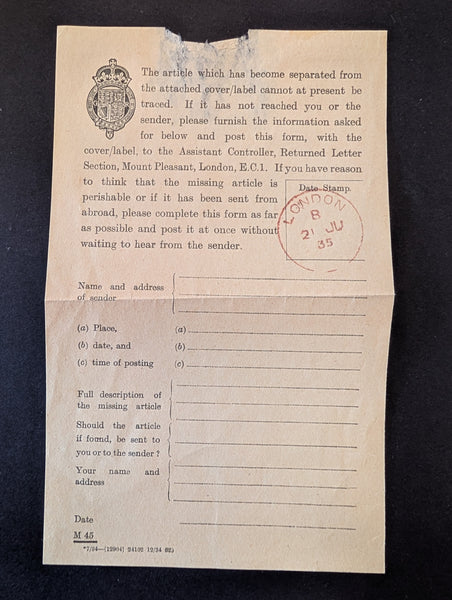 Bahamas Cover to Cambridge England Contents Missing