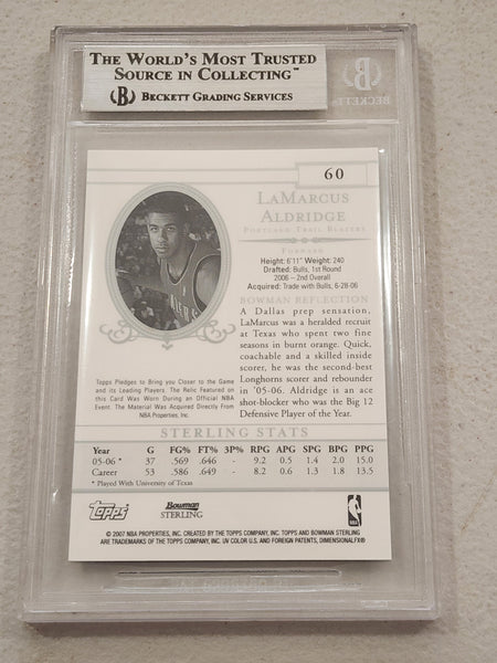 2006-07 TOPPS #60 LaMARCUS ALDRIDGE BOWMAN STERLING ROOKIE RC JERSEY PATCH BGS 9