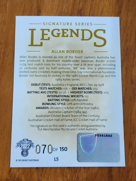 2022 CA Traders Signature Series Legends Allan Border 70/150