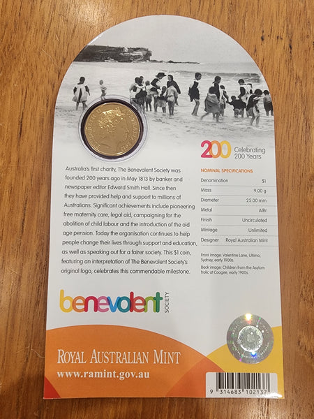 Australia 2013 Royal Australian Mint  $1 200 Years of the Benevolent Society Uncirculated Coin