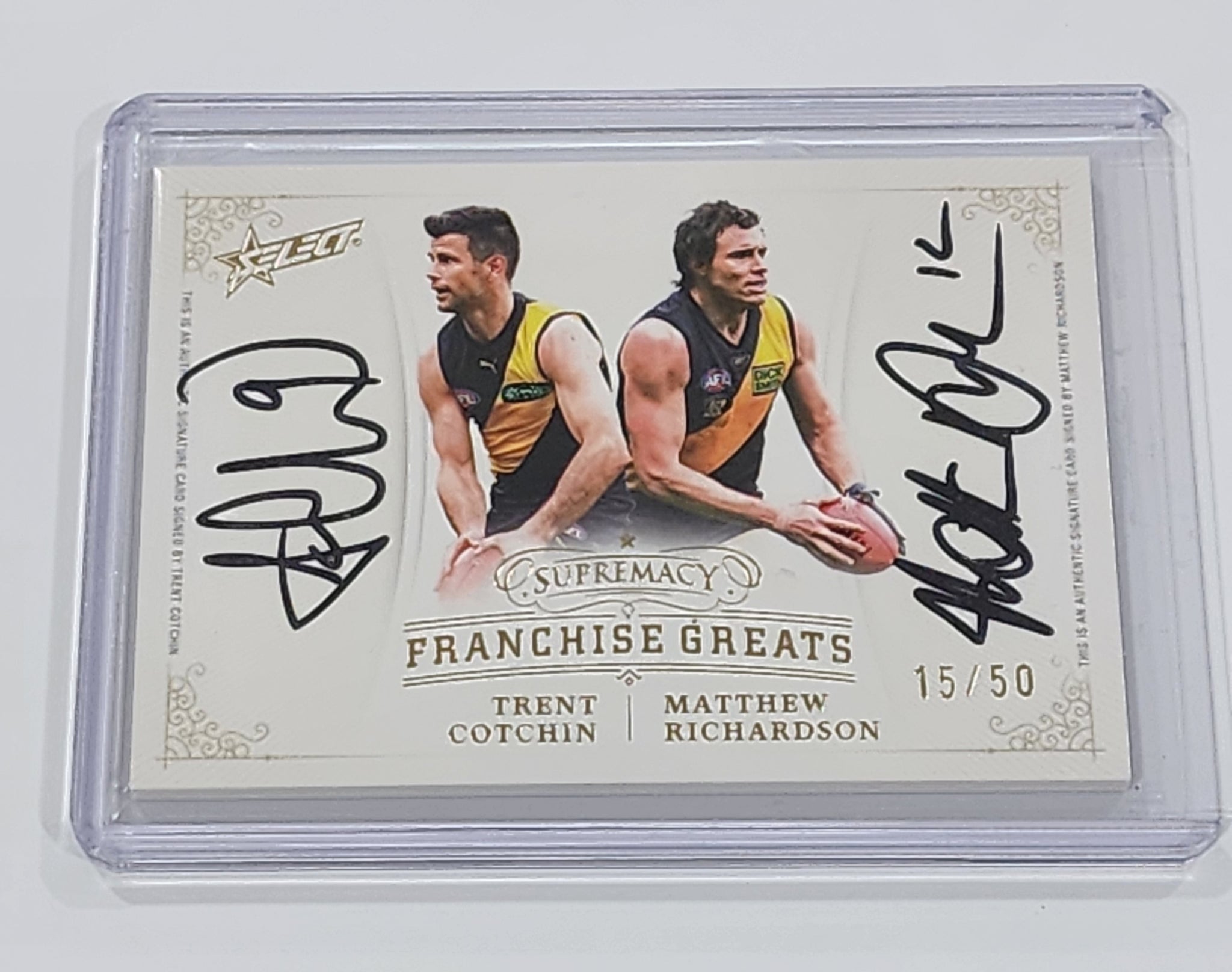 2024 AFL Select Supremacy Signatures Trent Cochin Matthew Richardson Richmond Franchise Greats 15/50 FGDS14