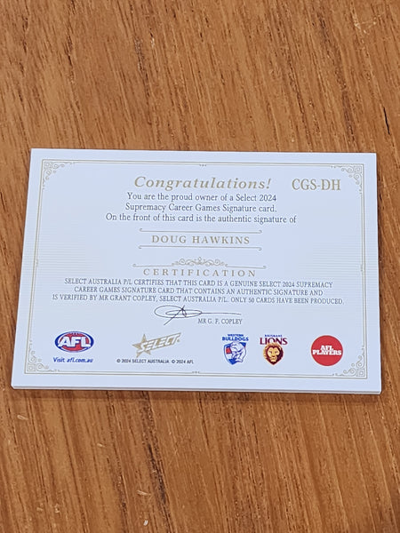 2024 AFL Select Supremacy Career Games 350 Doug Hawkins Signature 50/50