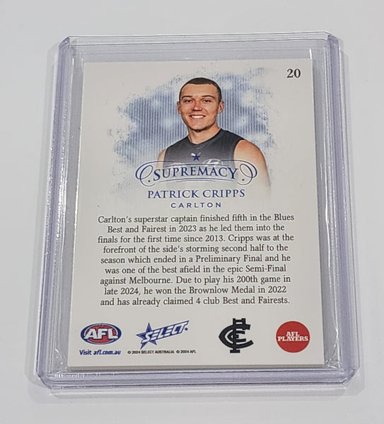 2024 AFL Select Supremacy Patrick Cripps Carlton LOW 8/65