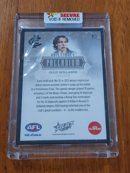 2024 AFL Select Brilliance Palladium Ollie Hollands Carlton 11/25 P3