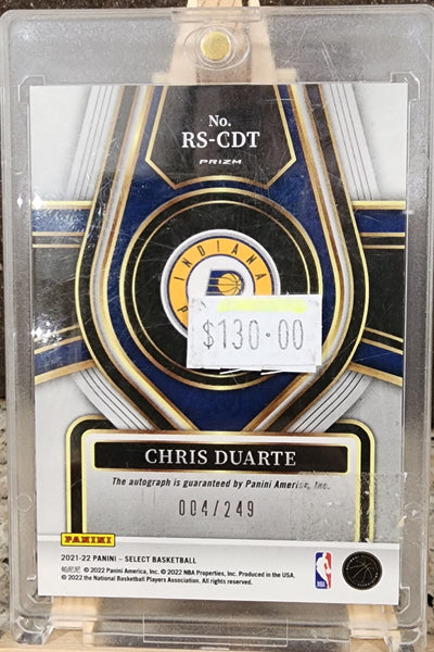 2021-22 Panini Select NBA Chris Duarte RC Rookie Signature Prizm autograph card LOW 4/249