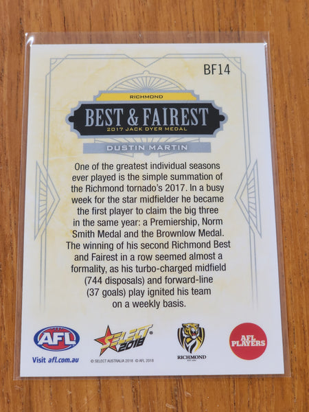 2018 AFL Select Best and Fairest Dustin Martin Richmond BF14