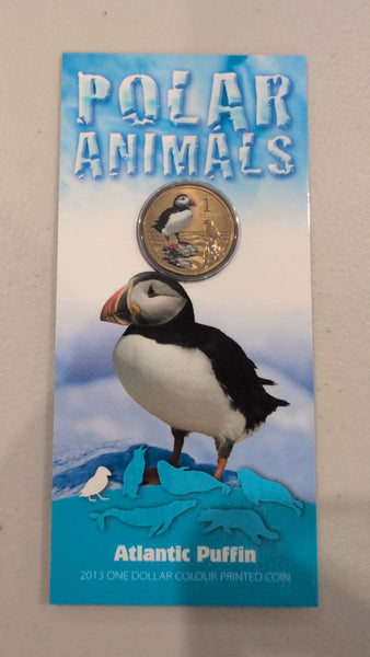 Australia 2013 Royal Australian Mint $1 Polar Animals Atlantic Puffin Coloured Carded Coin