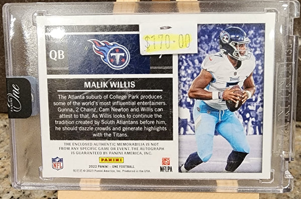 2022 Panini One - Rookie Patch Autographs NFL #25 Malik Willis Titans card LOW 8/49