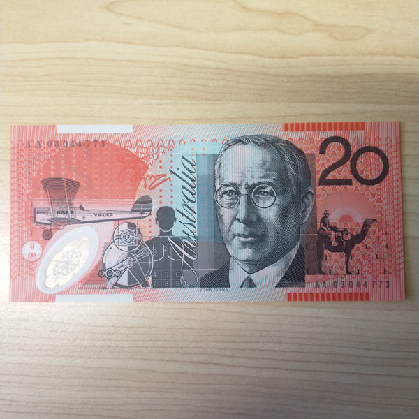 R420bF Australian $20 First Prefix Macfarlane Henry Uncirculated Banknote AA03