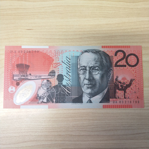 R420bL Australian $20 Last Prefix Macfarlane Henry Uncirculated Banknote DA03