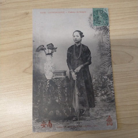 French Indo-China Vietnam 1906 Postcard Woman From Saigon Cochinchine Saigon Postmark - To France