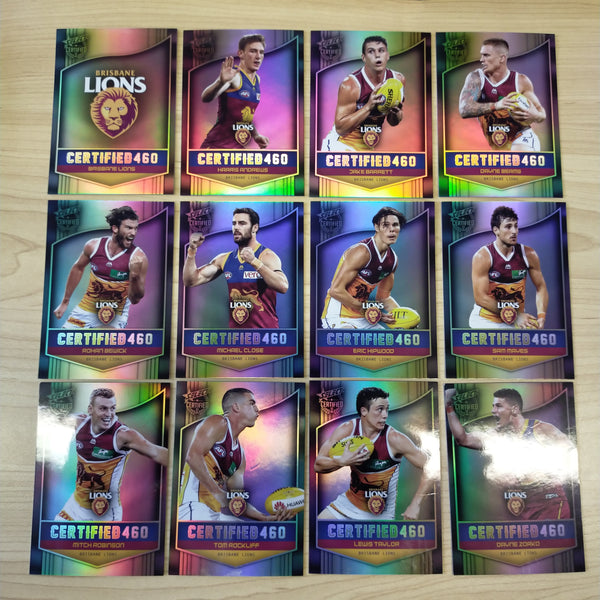 2017 Select Certified 460 Brisbane Lions Team Set of 12 Football Cards