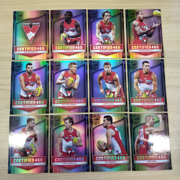 2017 Select Certified 460 Sydney Swans Team Set of 12 Football Cards