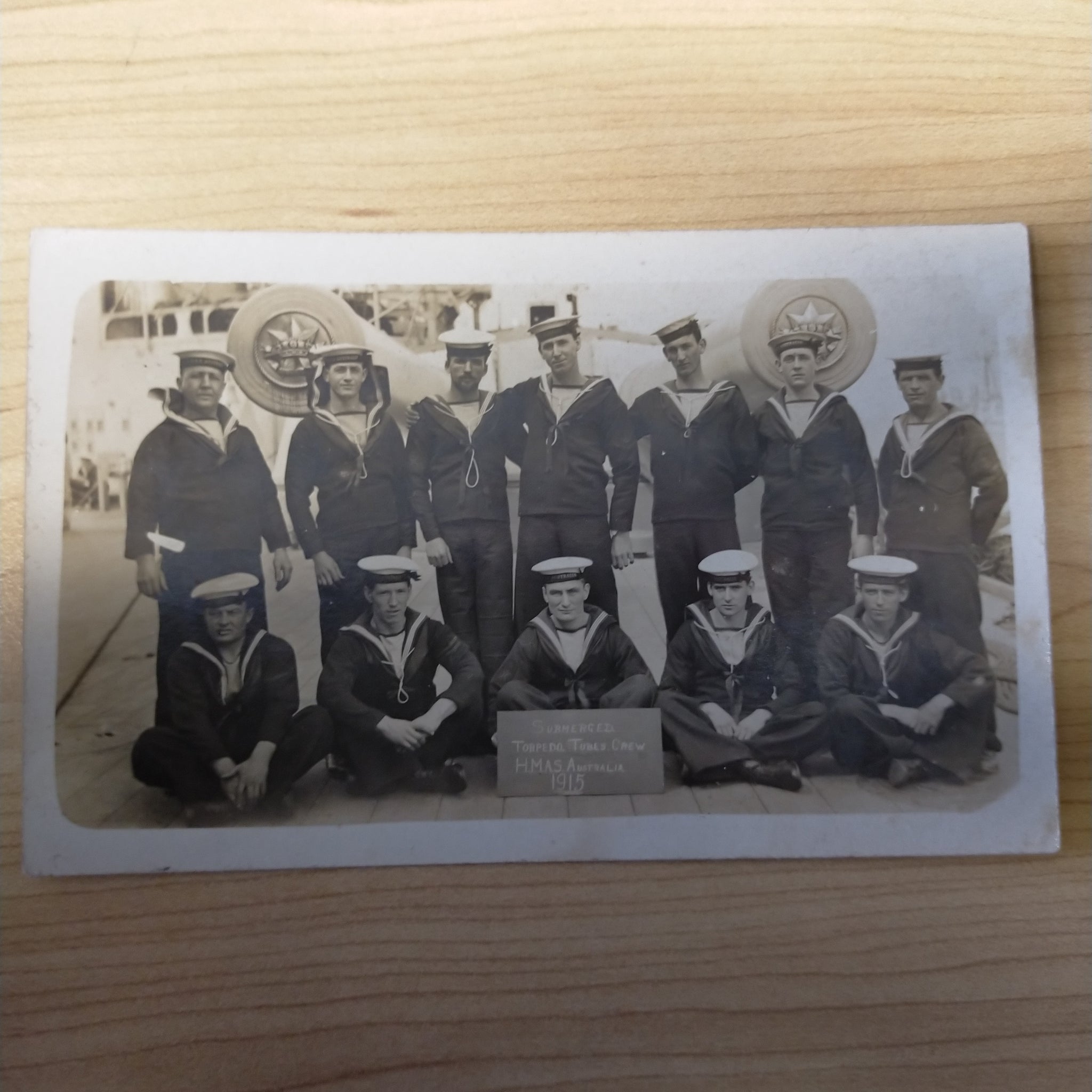 Australia 1915 WWI Submerged Torpedo Tubes Crew H.M.A.S. Australia Photo Postcard