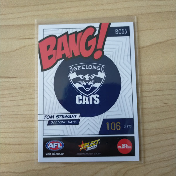 2021 AFL Select Footy Stars Bang Card Tom Stewart Geelong No.106/210