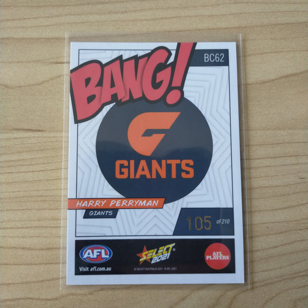 2021 AFL Select Footy Stars Bang Card Harry Perryman GWS No.105/210