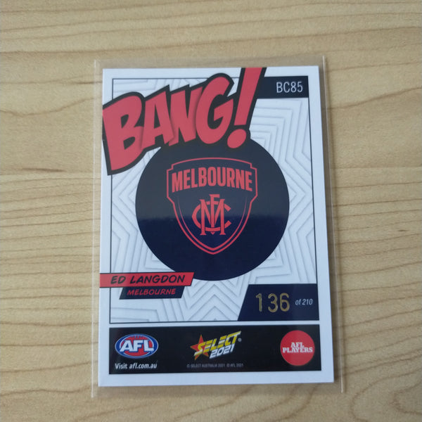 2021 AFL Select Footy Stars Bang Card Ed Langdon Melbourne No.136/210