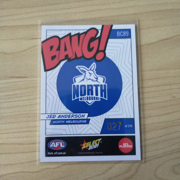2021 AFL Select Footy Stars Bang Card Jed Anderson North Melbourne No.027/210
