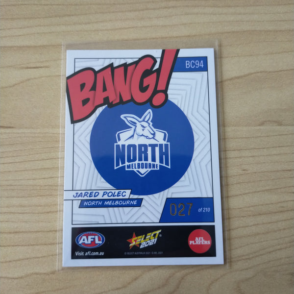 2021 AFL Select Footy Stars Bang Card Jared Polec North Melbourne No.027/210