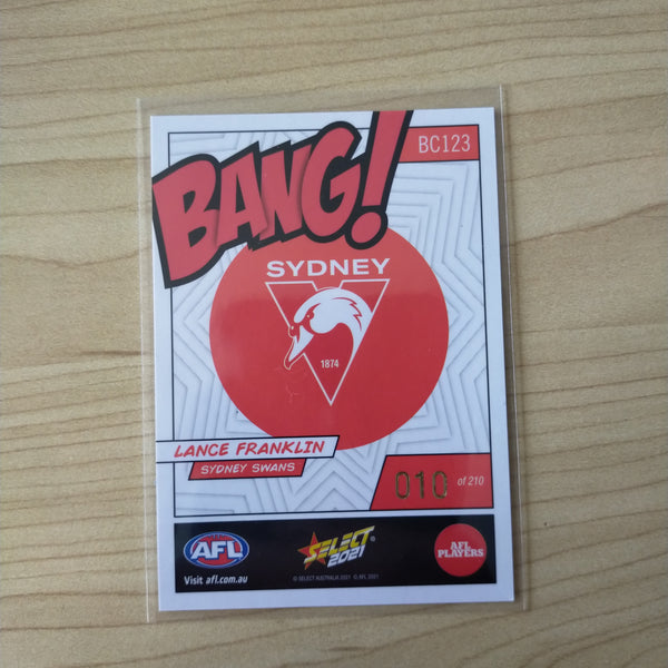 2021 AFL Select Footy Stars Bang Card Lance Franklin Sydney No.010/210