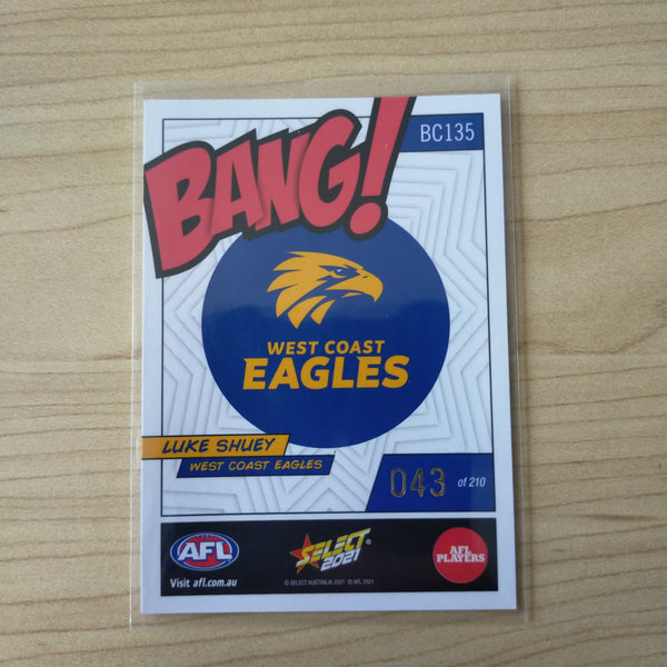 2021 AFL Select Footy Stars Bang Card Luke Shuey West Coast No.043/210