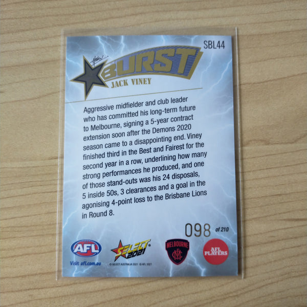 2021 AFL Select Footy Stars Lightning Star Burst Jack Viney Melbourne No.098/210