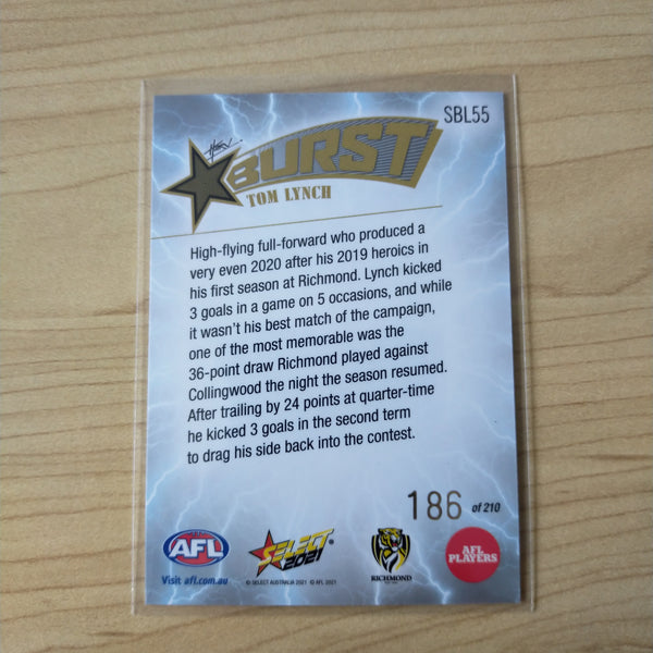 2021 AFL Select Footy Stars Lightning Star Burst Tom Lynch Richmond No.186/210