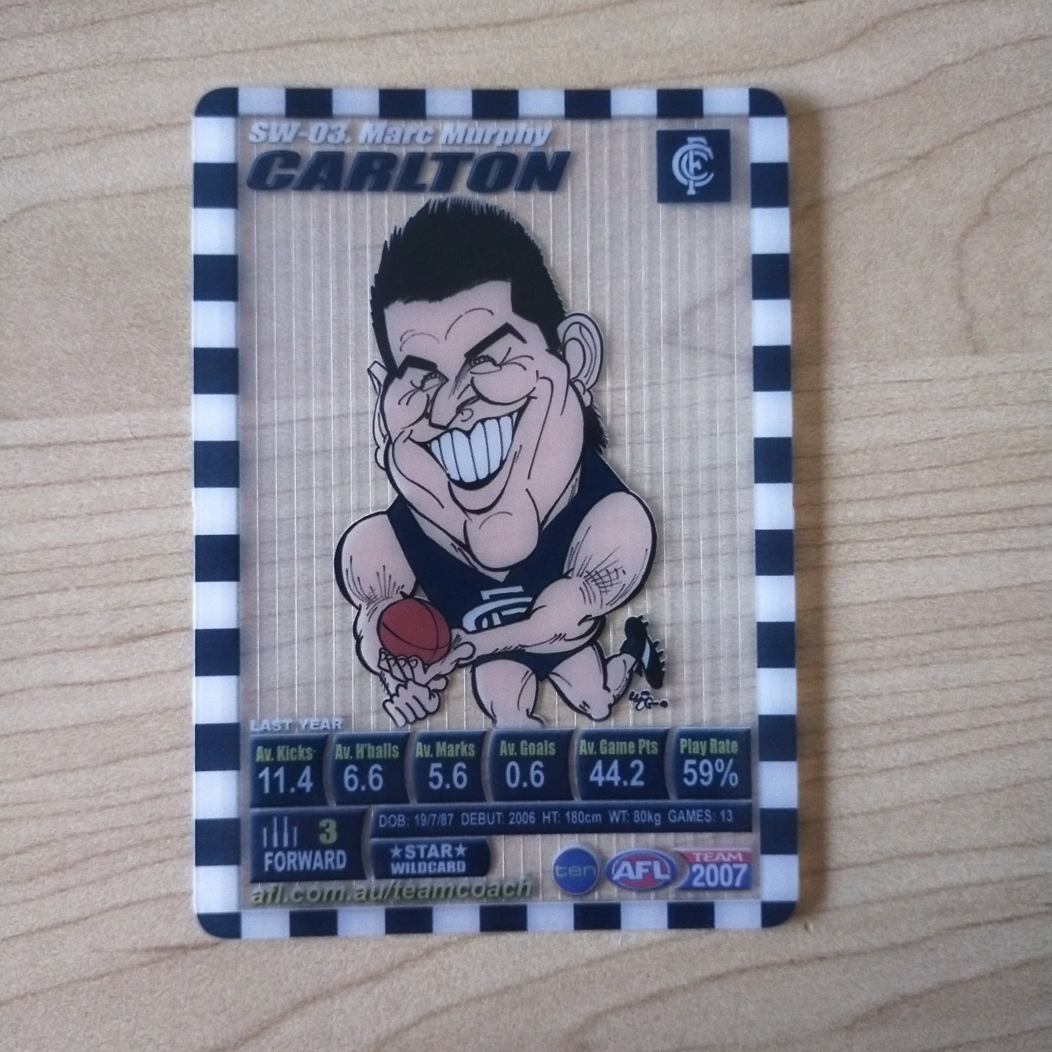 2007 Teamcoach Star Wildcard Marc Murphy Carlton SW-03