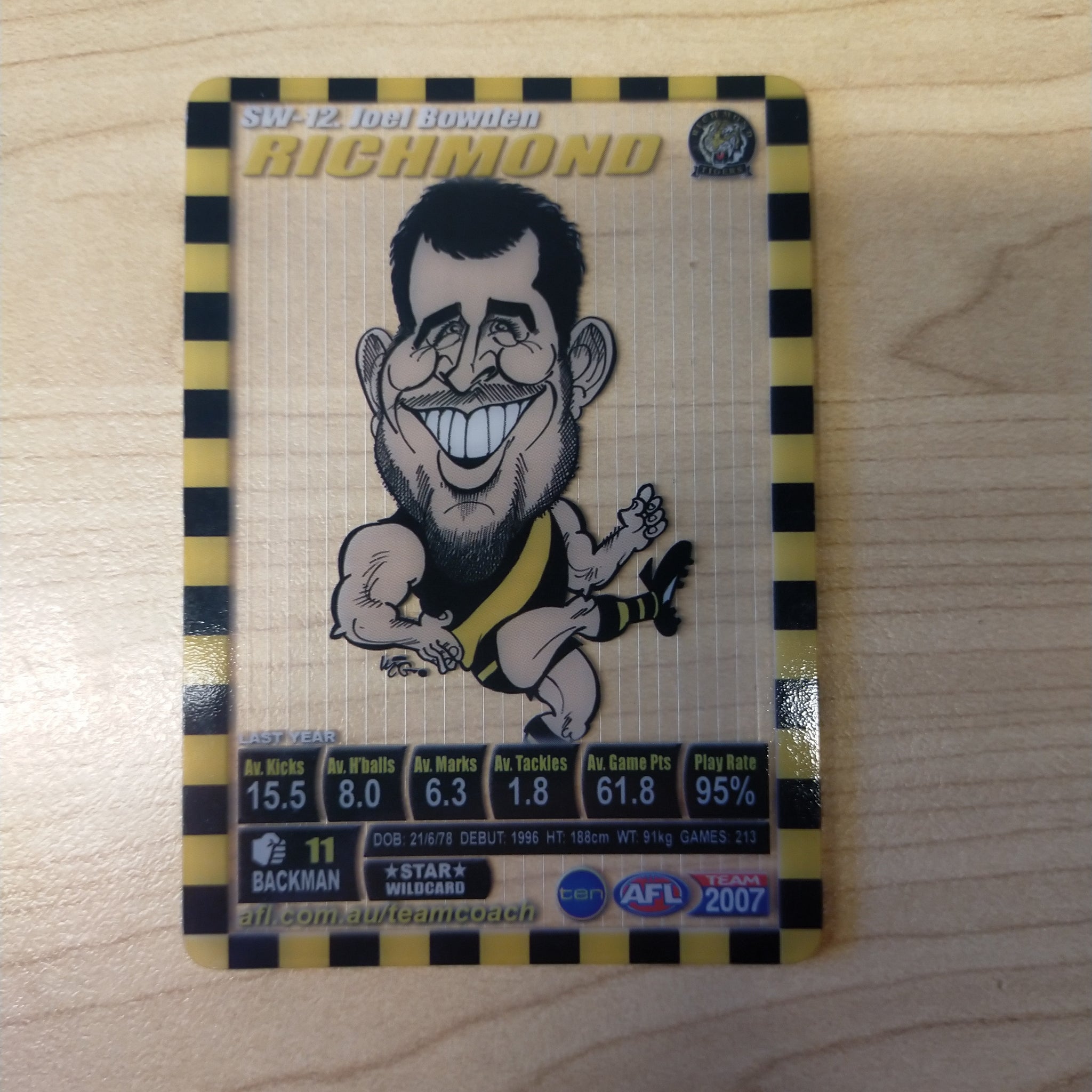 2007 Teamcoach Star Wildcard Joel Bowden Richmond SW-12