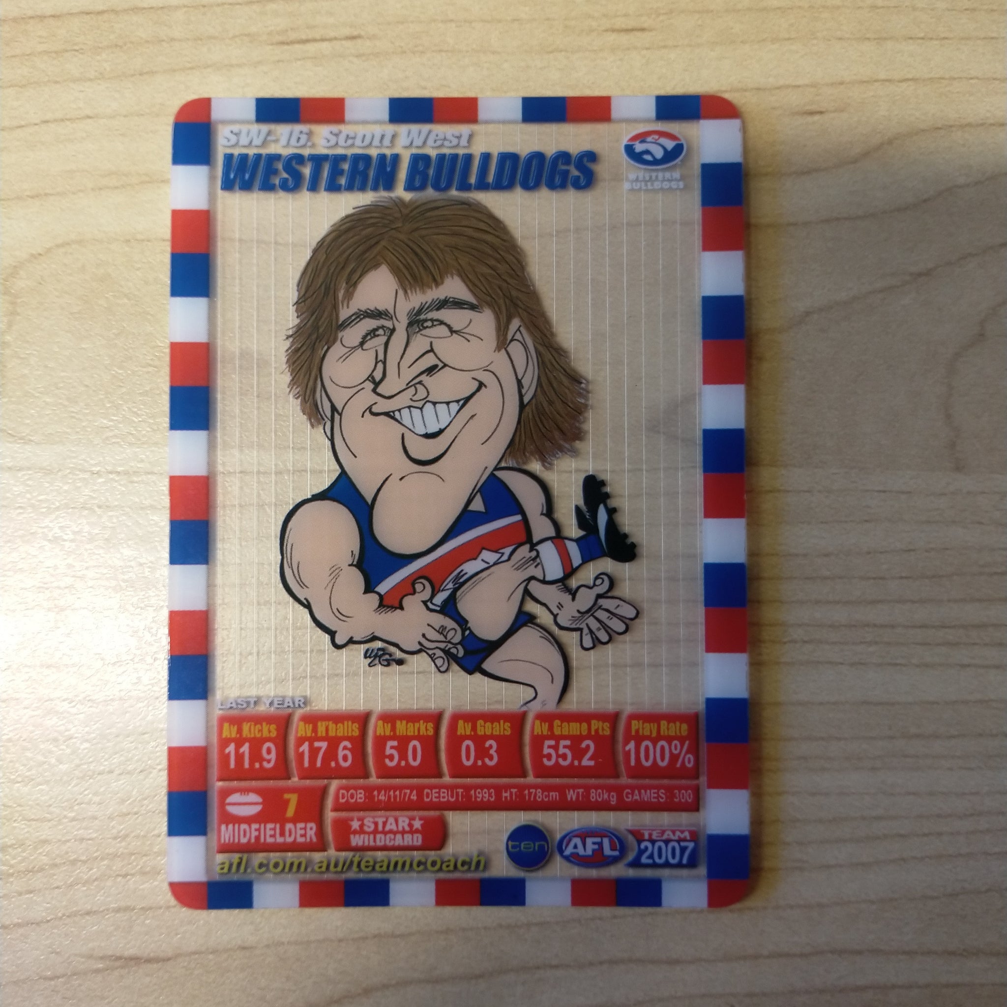 2007 Teamcoach Star Wildcard Scott West Western Bulldogs SW-16