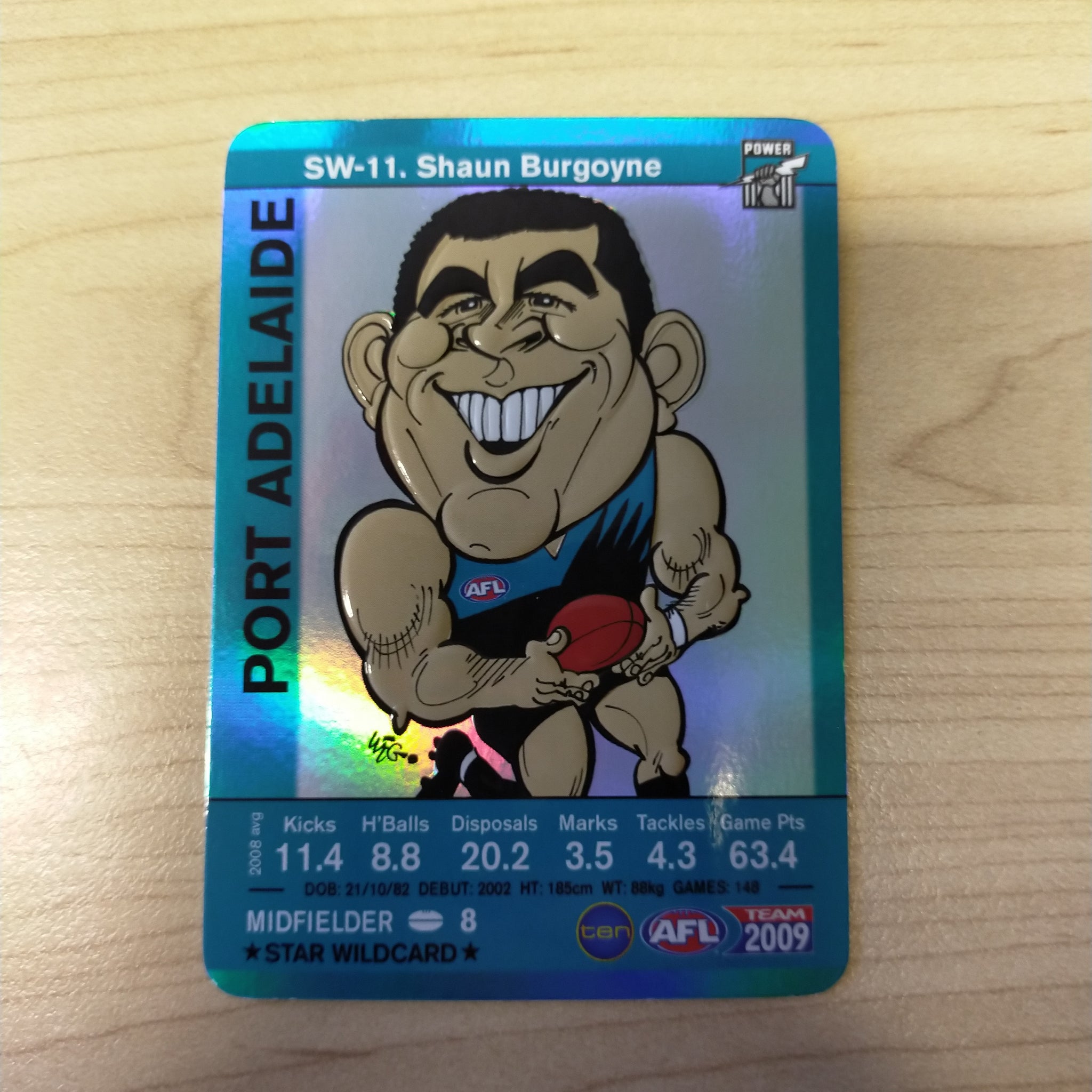 2009 Teamcoach Star Wildcard Shaun Burgoyne Port Adelaide SW-11