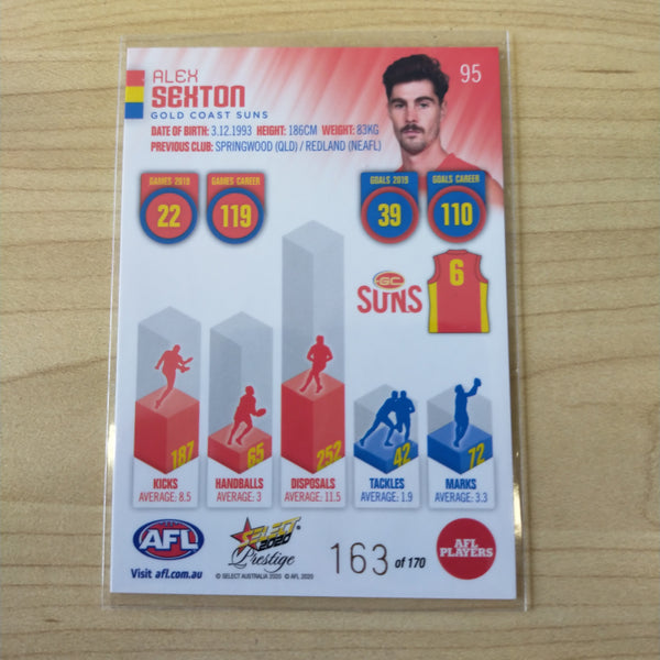 2020 Select Prestige Red Parallel Alex Sexton Gold Coast No. 163/170