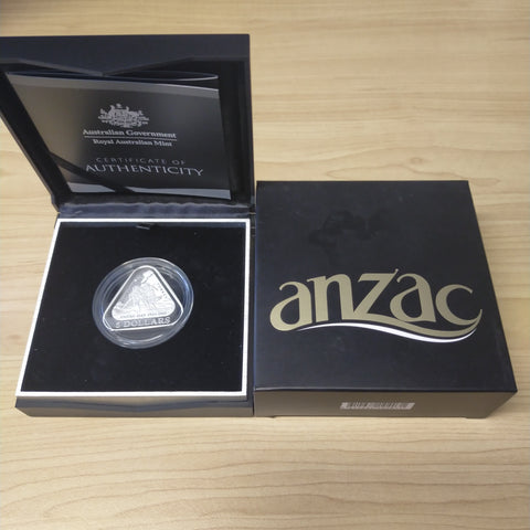 Australia 2015 Royal Australian Mint $5 Anzac Centenary Triangular .999 Silver Proof Coin