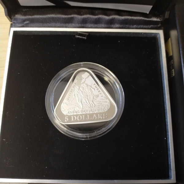 Australia 2015 Royal Australian Mint $5 Anzac Centenary Triangular .999 Silver Proof Coin