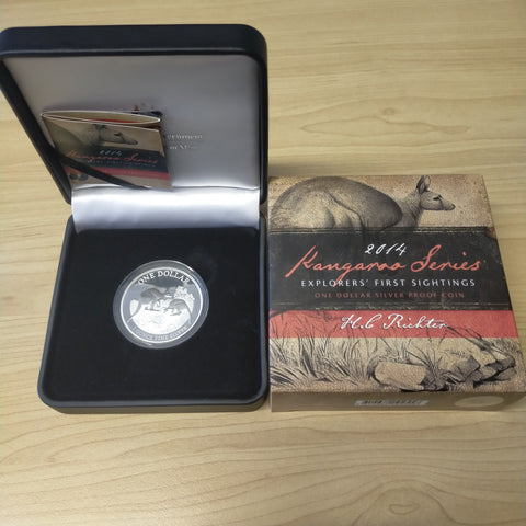 Australia 2014 Royal Australian Mint $1 Kangaroo Series H.L Richter 1oz .999 Silver Proof Coin