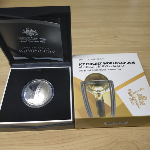 Australia 2015 Royal Australian Mint $5 ICC Cricket World Cup 1oz .999 Silver Proof Domed Coin