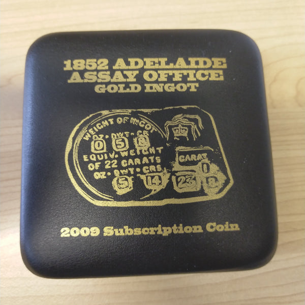 Australia 2009 Royal Australian Mint $1 Subscription Coin 1852 Adelaide Assay Office Gold Ingot 1oz .999 Silver Proof Gold Plated Coin