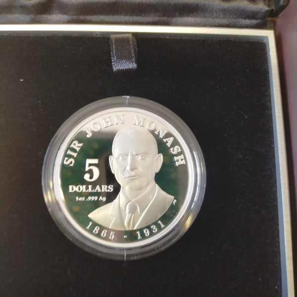 Australia 2018 Royal Australian Mint $5 Sir John Monash 1oz .999 Silver Proof Coin