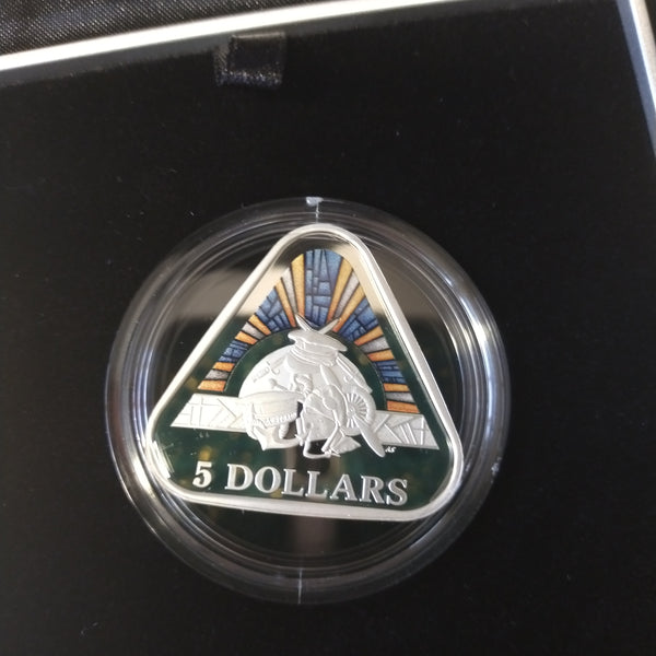 Australia 2018 Royal Australian Mint $5 Land Sea Air .999 Silver Proof Triangular Coloured Coin