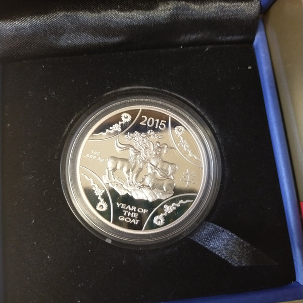 Australia 2015 Royal Australian Mint $1 Lunar New Year of the Goat 1oz .999 Silver Proof Coin