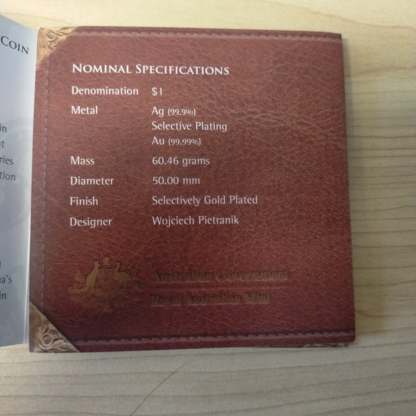 Australia 2007 Royal Australian Mint $1 Subscription Coin 1732 One Johanna 2oz .999 Silver Gold Plated Coin