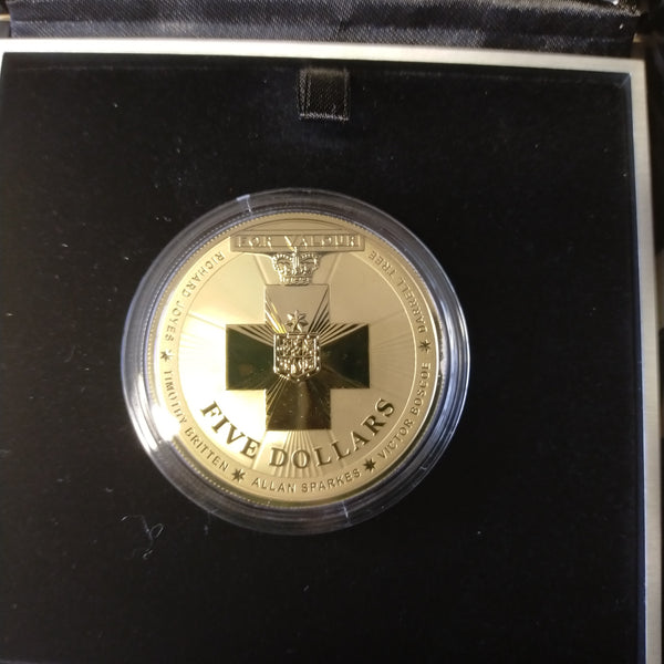 Australia 2015 Royal Australian Mint $5 Australian Bravery 1oz .999 Silver Gold Plated Frosted Coin