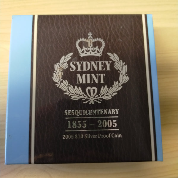 Australia 2005 Royal Australian Mint $10 Sydney Mint Sesquicentenary 2oz .999 Silver Gold Plated Proof Frosted Coin