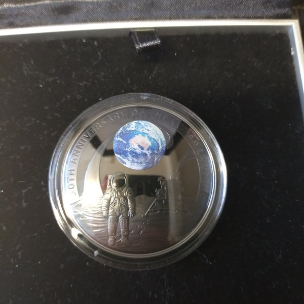 Australia 2019 Royal Australian Mint $5 50th Anniversary of the Moon Landing 1oz .999 Silver Proof Domed Coloured Coin