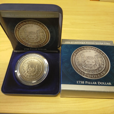 Australia 2006 Royal Australian Mint $1 1758 Pillar Dollar 2oz .999 Silver Antique Finish Coin